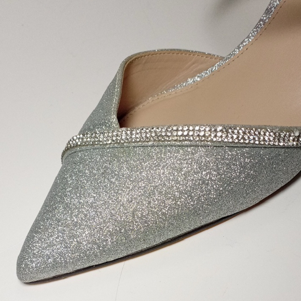 Nina Beckie-YG Shimmering Silver Refine Pointed Heels Size 10M - Picture 5 of 17